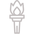 grey icon of lit fire torch