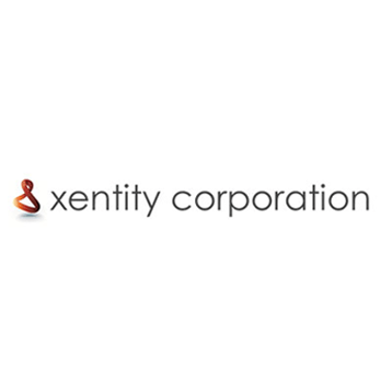 red and black xentity corporation logo